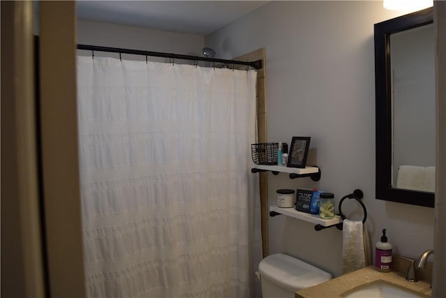 1 Watson Dr, Richmond, RI 02832 - bathroom featuring toilet, vanity, and curtained shower