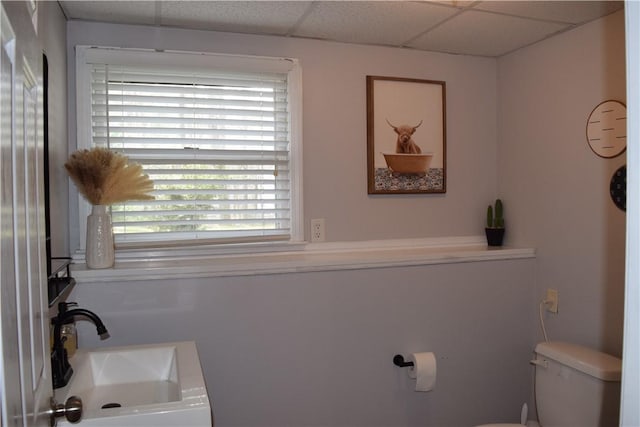 1 Watson Dr, Richmond, RI 02832 - half bathroom with toilet, a paneled ceiling, and a sink