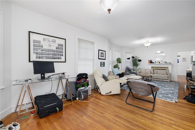 living area featuring hardwood / wood-style floors