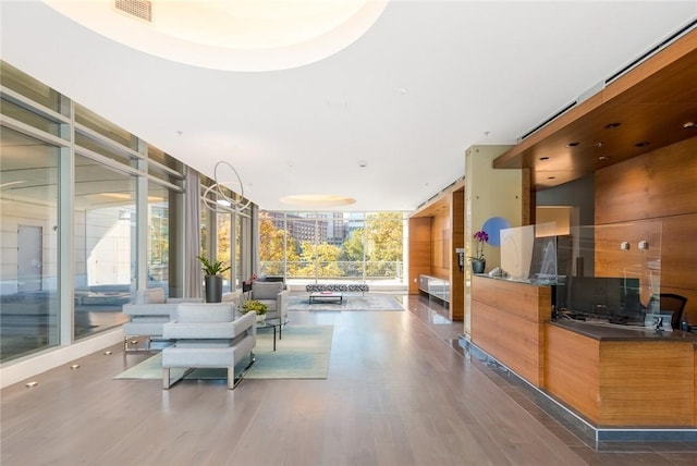 reception featuring floor to ceiling windows