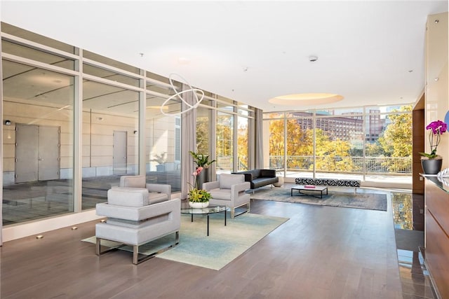 lobby featuring a wall of windows