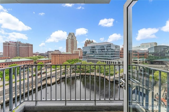 balcony with a city view