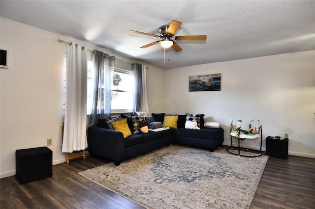21 Apache Dr Unit D, Westerly, RI 02891 - living area featuring a ceiling fan, wood finished floors, a textured ceiling, and baseboards
