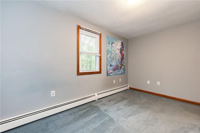 274 Courthouse Ln, Burrillville, RI 02859 - unfurnished room with a baseboard radiator, carpet, a textured ceiling, and baseboards