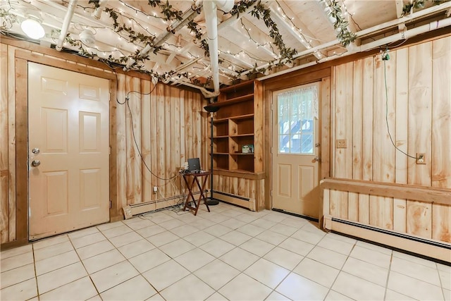 274 Courthouse Ln, Burrillville, RI 02859 - foyer featuring baseboard heating and wood walls
