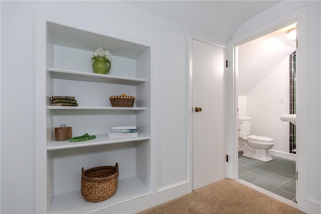 hallway featuring carpet