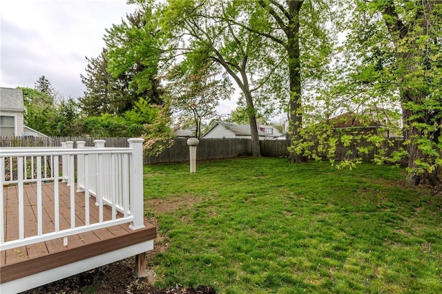 view of yard with a deck