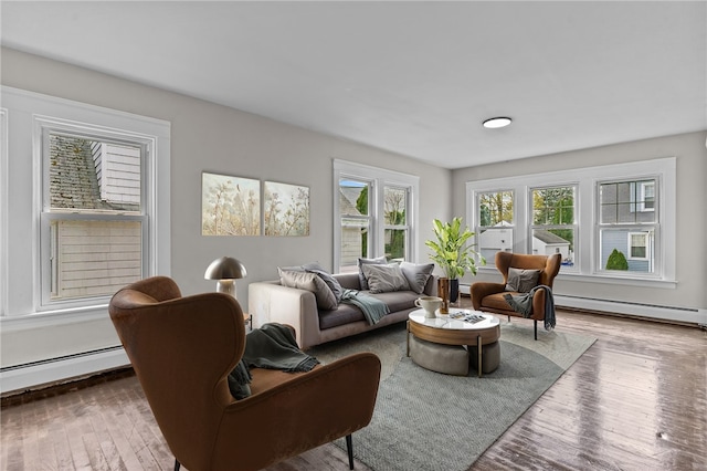 9 Lookout Ave, North Providence, RI 02911 - living area featuring a baseboard heating unit and hardwood / wood-style flooring