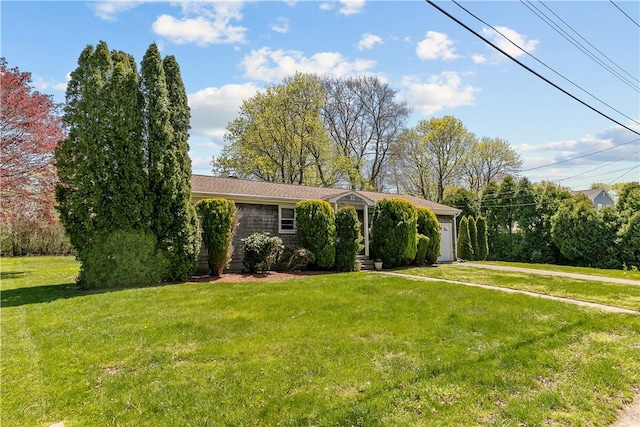 11 Cedar Ave, Middletown, RI 02842 - ranch-style house featuring a front yard and an attached garage