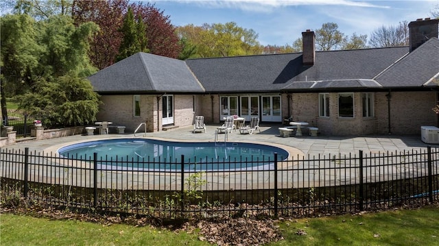 136 White Birch Cir, Scituate, RI 02831 - view of pool featuring fence, a patio area, and french doors