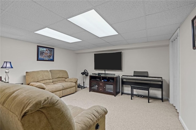 14 Ginger Trl, Coventry, RI 02816 - living room with carpet flooring, a drop ceiling, and baseboards