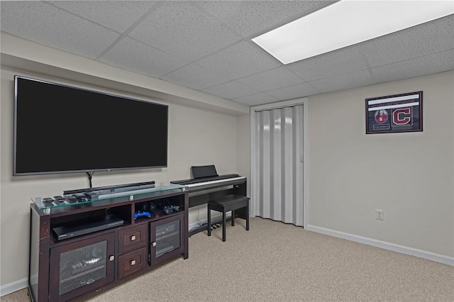 14 Ginger Trl, Coventry, RI 02816 - home office with light carpet, a drop ceiling, and baseboards