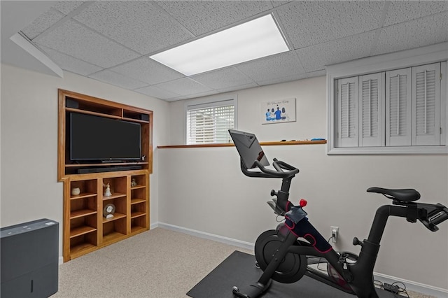 14 Ginger Trl, Coventry, RI 02816 - exercise room with a drop ceiling, baseboards, and carpet floors