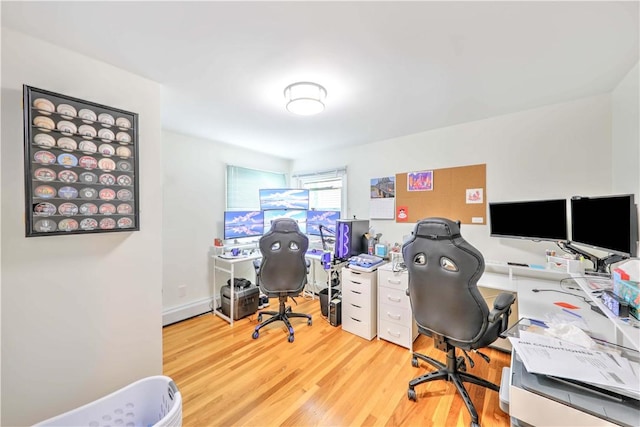 office area with wood finished floors