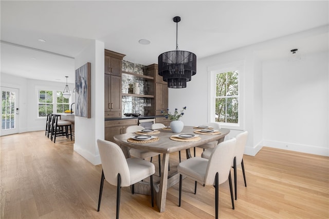 104 Second St, Newport, RI 02840 - dining space with a chandelier, light wood-style floors, baseboards, and recessed lighting
