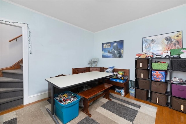 178 Gould Ave, Warwick, RI 02888 - playroom featuring wood finished floors, ornamental molding, and baseboards