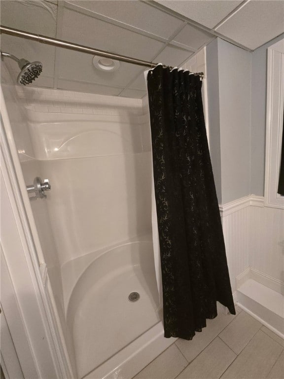 59 Columbus Ave, North Providence, RI 02911 - full bathroom with a stall shower and a wainscoted wall