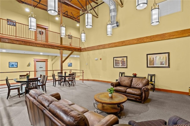 building lobby with a towering ceiling