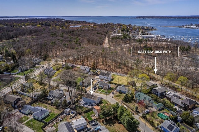 50 Harold St, East Providence, RI 02915 - aerial view of property and surrounding area featuring a large body of water and nearby suburban area