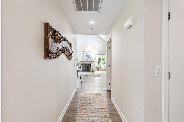 26 Bagy Wrinkle Cv, Warren, RI 02885 - hallway with dark wood-type flooring, baseboards, and recessed lighting