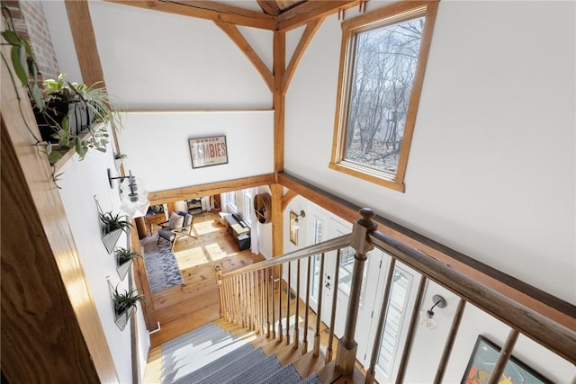 40 Charlotte Ave, North Kingstown, RI 02874 - stairway featuring wood finished floors
