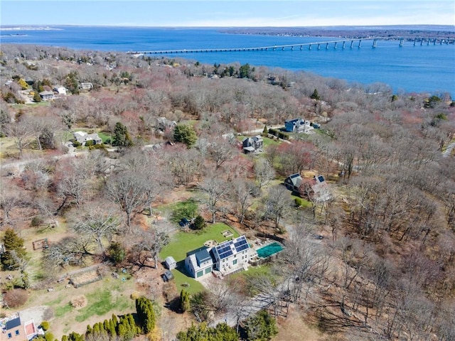 40 Charlotte Ave, North Kingstown, RI 02874 - aerial view of property and surrounding area with a notable bridge and a large body of water