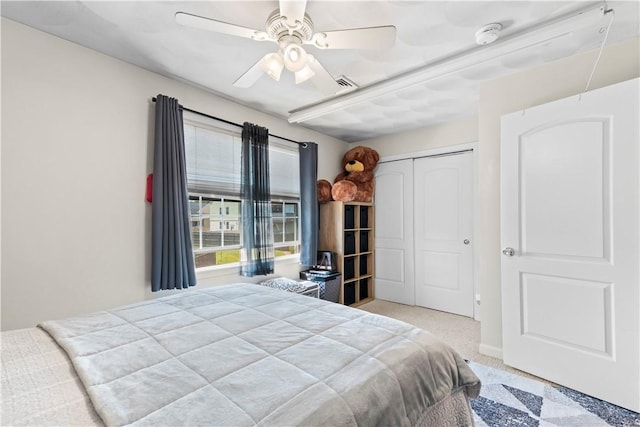151 Bend St S Unit 2, Pawtucket, RI 02860 - bedroom featuring light colored carpet, a closet, and a ceiling fan