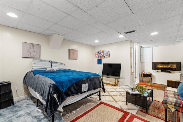 151 Bend St S Unit 2, Pawtucket, RI 02860 - carpeted bedroom with baseboards, a drop ceiling, and recessed lighting
