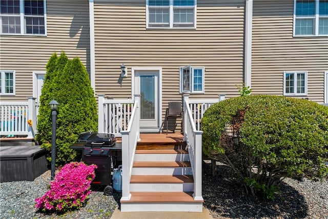 151 Bend St S Unit 2, Pawtucket, RI 02860 - doorway to property with a wooden deck