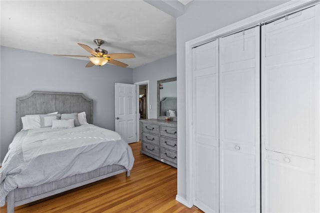 95 Vincent Ave, North Providence, RI 02904 - bedroom with light wood-style floors, ceiling fan, and a closet