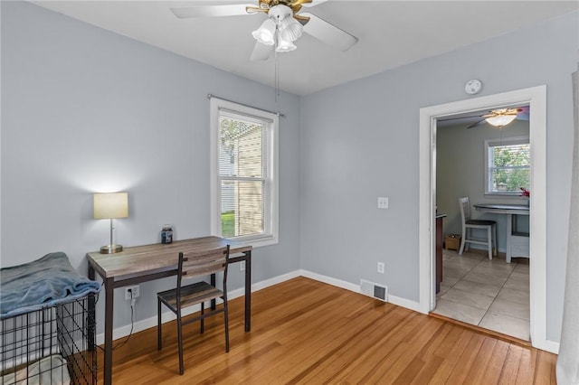95 Vincent Ave, North Providence, RI 02904 - office area featuring ceiling fan, light wood finished floors, and baseboards