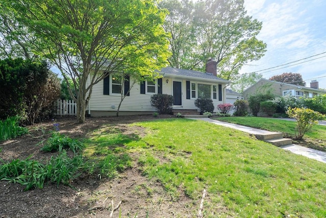 33 Perennial Dr, Cranston, RI 02920 - single story home with a chimney and a front lawn