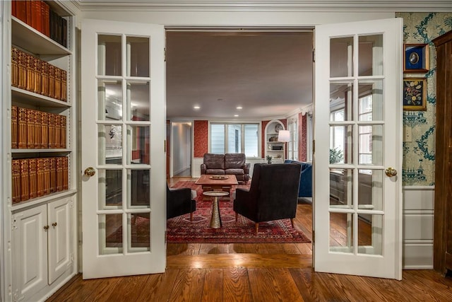 2 Cherry Ln, Bristol, RI 02809 - living area featuring wood finished floors and french doors