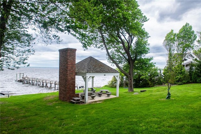 2 Cherry Ln, Bristol, RI 02809 - view of green lawn featuring a water view and a gazebo