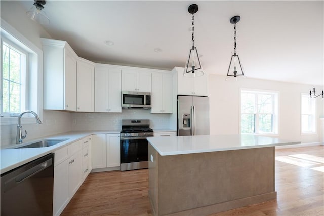 145 Wolf Rock Rd, Exeter, RI 02822 - kitchen featuring appliances with stainless steel finishes, a sink, healthy amount of natural light, and light wood-style floors