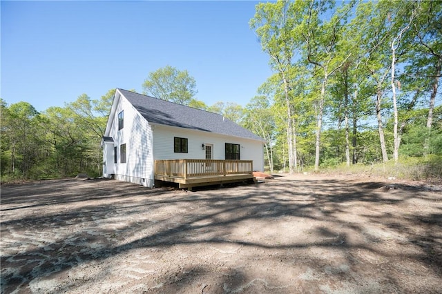 145 Wolf Rock Rd, Exeter, RI 02822 - view of front of property with a wooden deck and a shingled roof