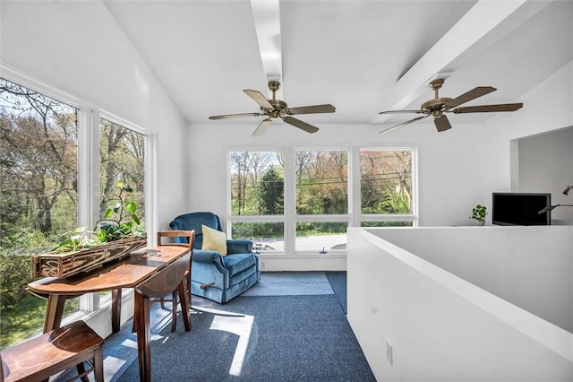 sunroom featuring lofted ceiling