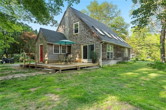 795 S Main St, Burrillville, RI 02859 - rear view of property with a deck, a lawn, and a shingled roof