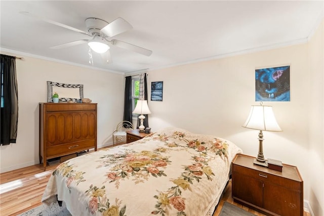 795 S Main St, Burrillville, RI 02859 - bedroom with light wood-style flooring, crown molding, baseboards, and a ceiling fan