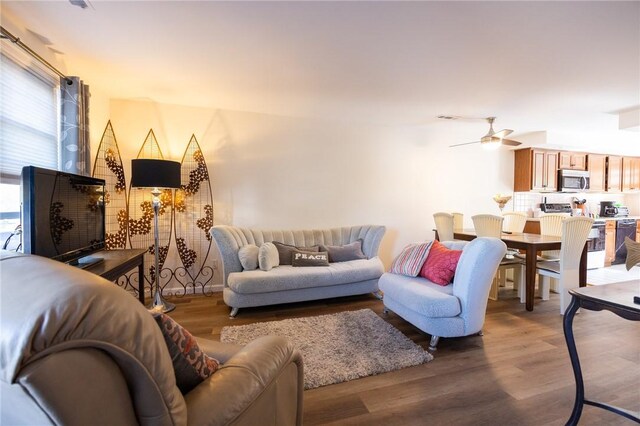 3399 Post Rd Unit 7, Warwick, RI 02886 - living room featuring wood finished floors and ceiling fan