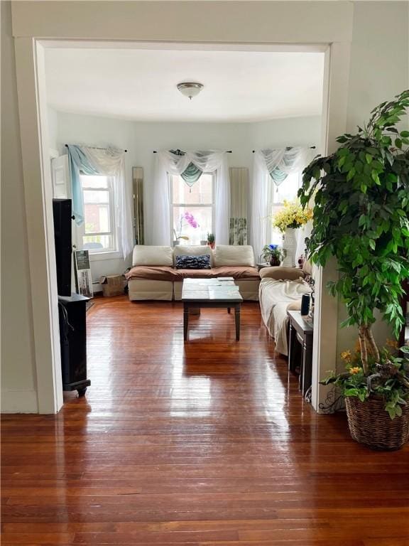 living area with wood finished floors