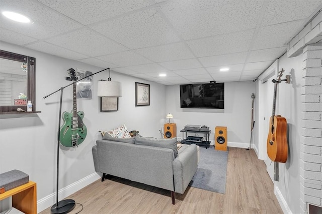 1 Fried Ave, Bristol, RI 02809 - living room with light wood-type flooring, baseboards, a drop ceiling, and recessed lighting