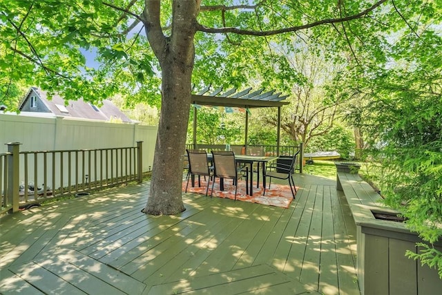 1 Fried Ave, Bristol, RI 02809 - wooden terrace featuring outdoor dining space and fence