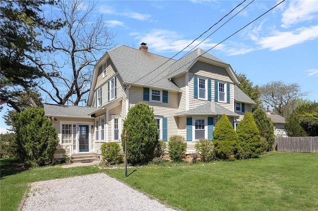 110 Narragansett Ave W, South Kingstown, RI 02879 - back of property featuring a chimney and a shingled roof