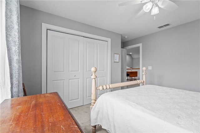 9 Thelma Ln, Middletown, RI 02842 - bedroom featuring light colored carpet, a closet, and ceiling fan