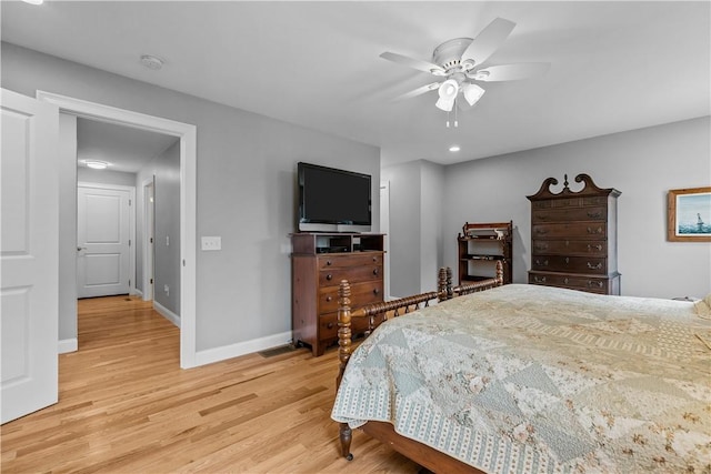9 Thelma Ln, Middletown, RI 02842 - bedroom with light wood-style floors, baseboards, recessed lighting, and ceiling fan