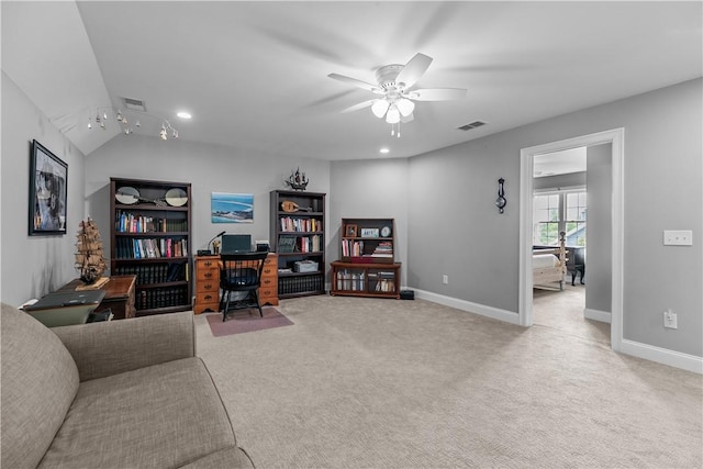 9 Thelma Ln, Middletown, RI 02842 - office with carpet, ceiling fan, baseboards, and recessed lighting