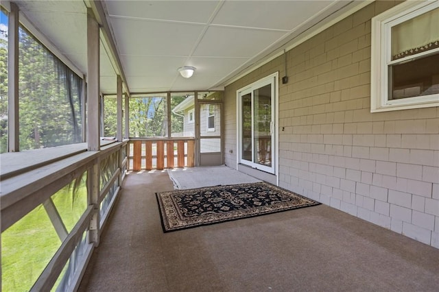 view of unfurnished sunroom