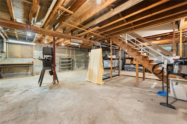 unfinished below grade area with stairs