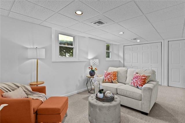 23 Watercress Ct, Coventry, RI 02816 - living room with carpet floors, baseboards, recessed lighting, and a paneled ceiling